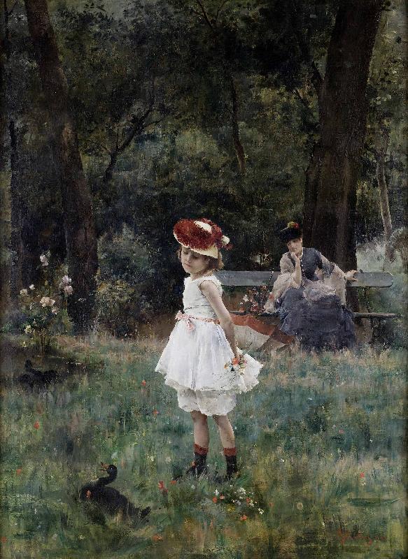 Alfred Stevens La Fillette aux canards oil painting picture